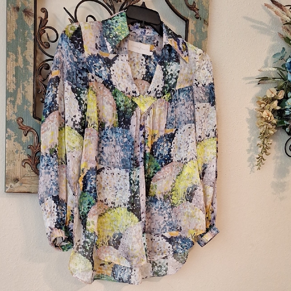 Ginger & Smart Abstract Floral Blouse.  NWOT Size 4